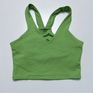 Alo Yoga Airbrush Real Bra Tank Green Apple Size Medium